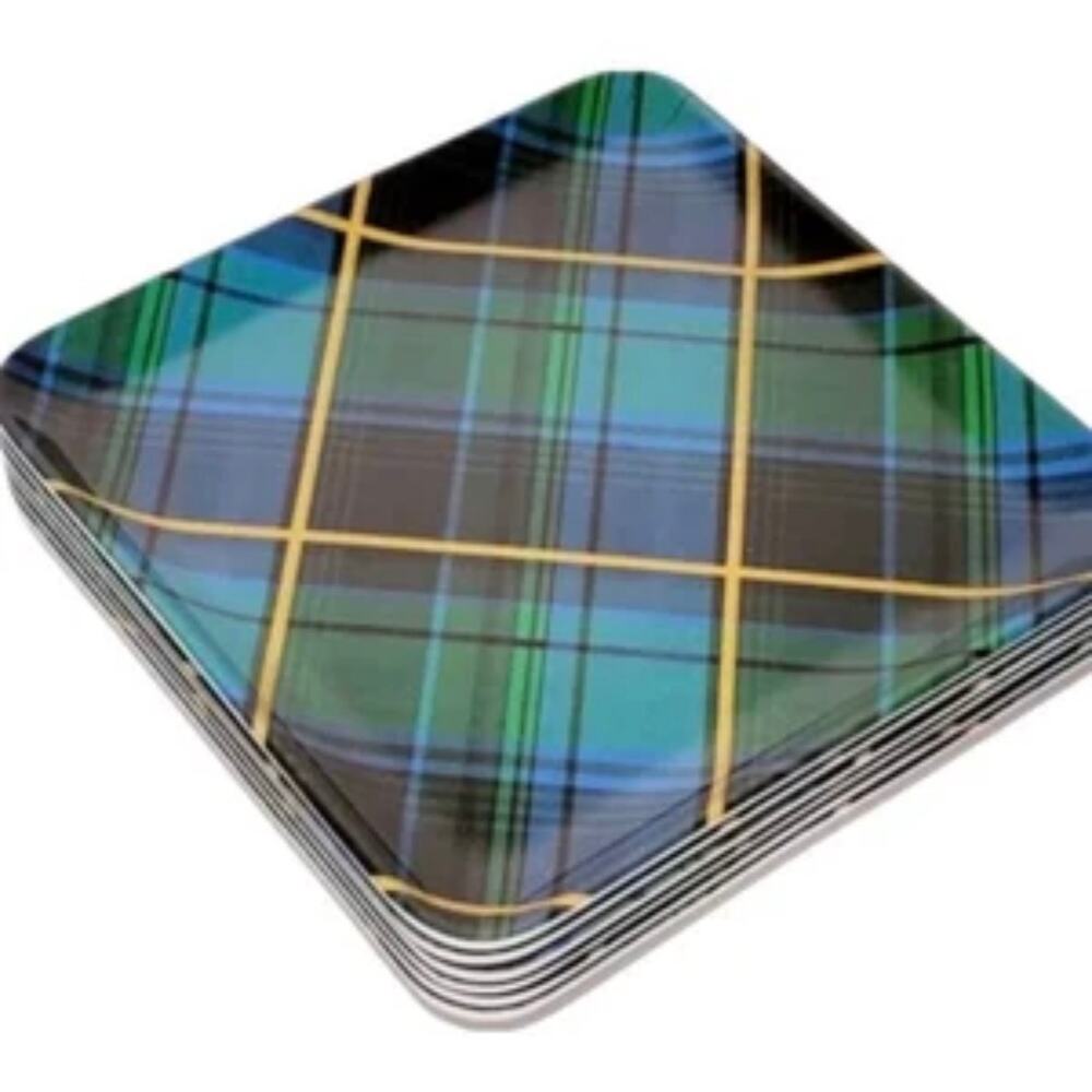 Tommy Bahama Christmas Plaid Melamine Dessert Plates Set 18 Holiday Tartan